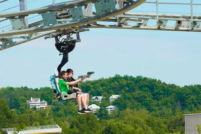 ski lift shootout coaster at rowdy bear