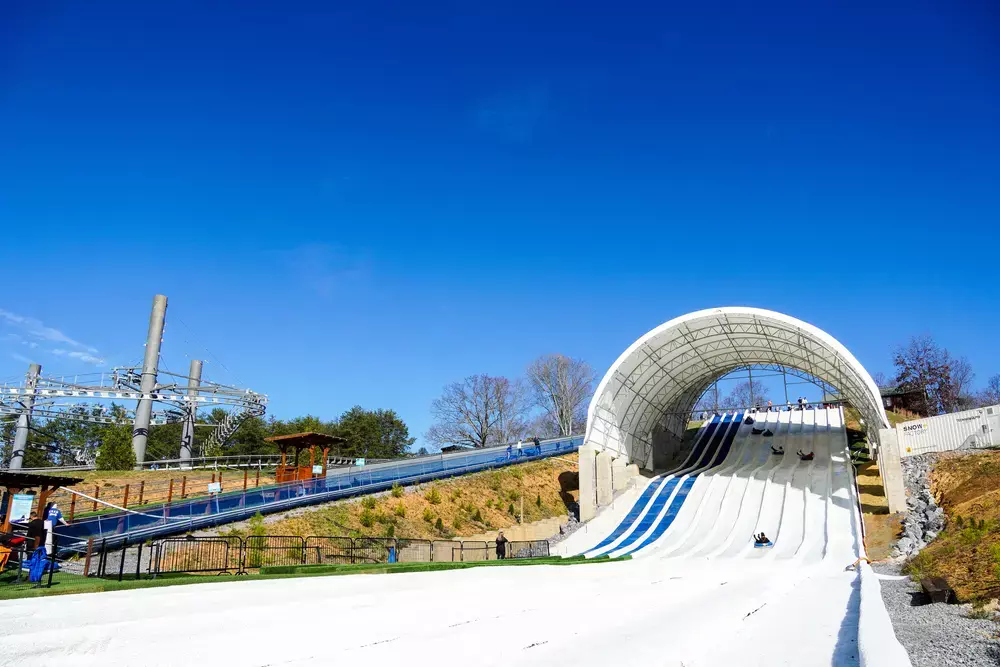 winter snow tubing hill in Pigeon Forge