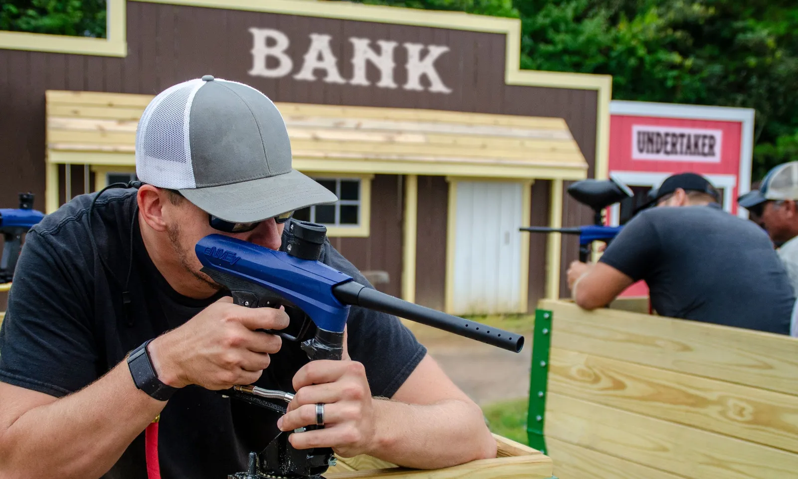 man with paintball gun