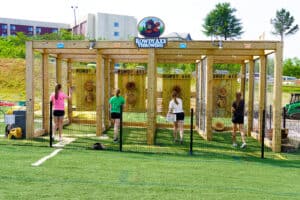 axe throwing at rowdy bear's smoky mountain snowpark