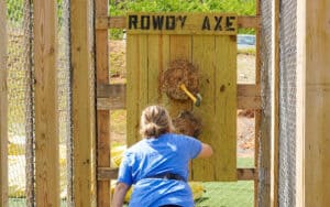 axe throwing in pigeon forge at rowdy bear