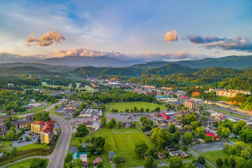 aerial view of pigeon forge